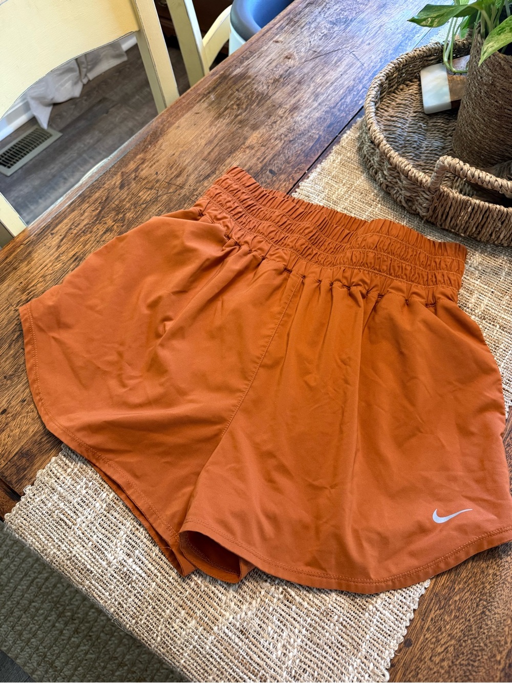 Nike Women's Orange High-Waist Athletic Shorts